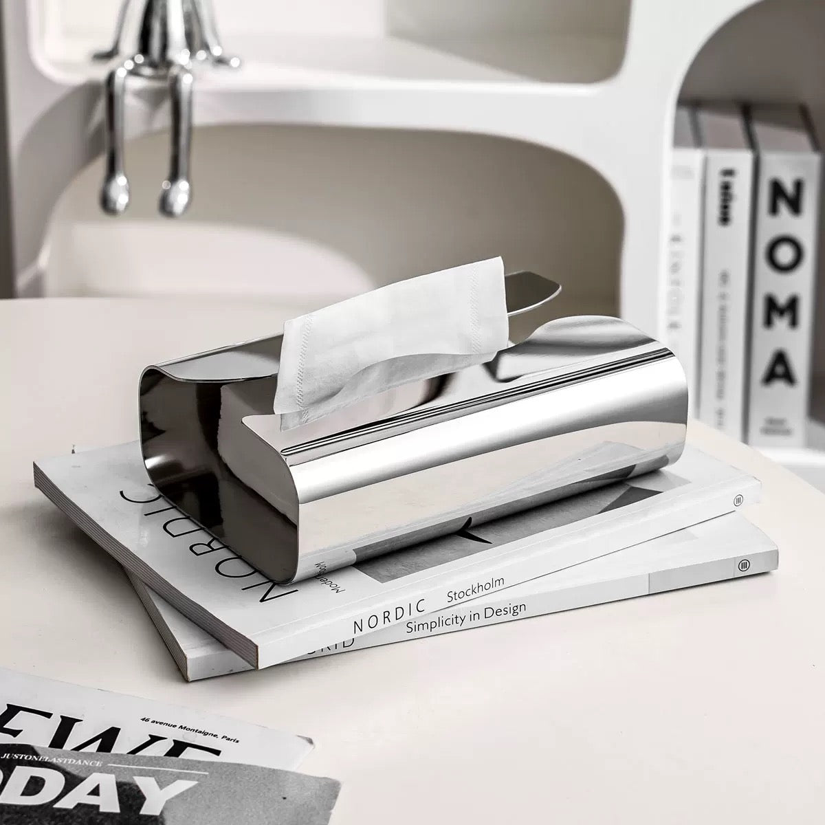 Minimalist Chrome Tissue Box