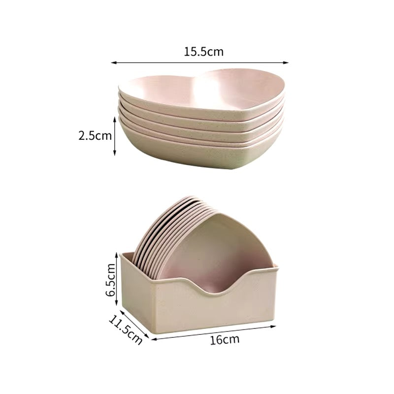 Pink Heart Dishes Set