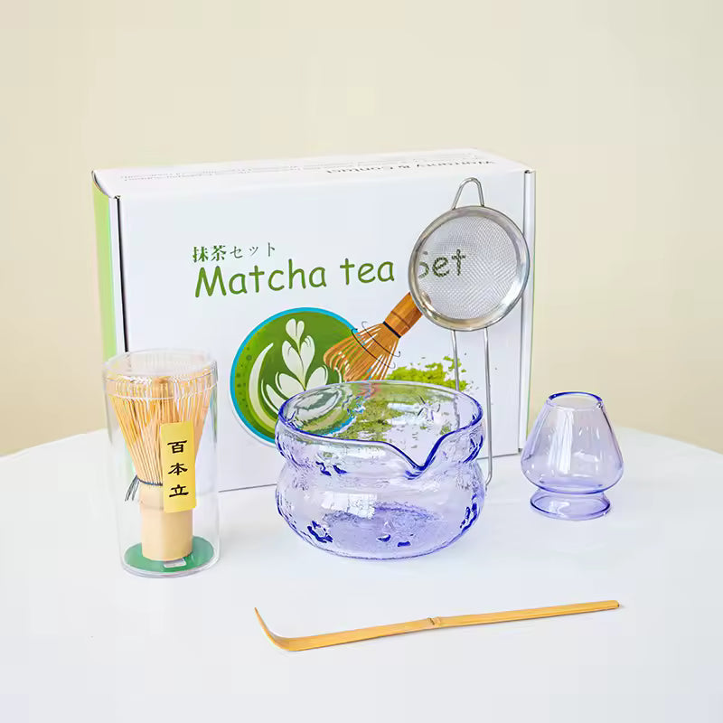Pink & Purple Glass Matcha Set