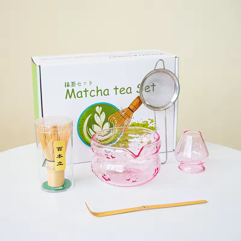 Pink & Purple Glass Matcha Set