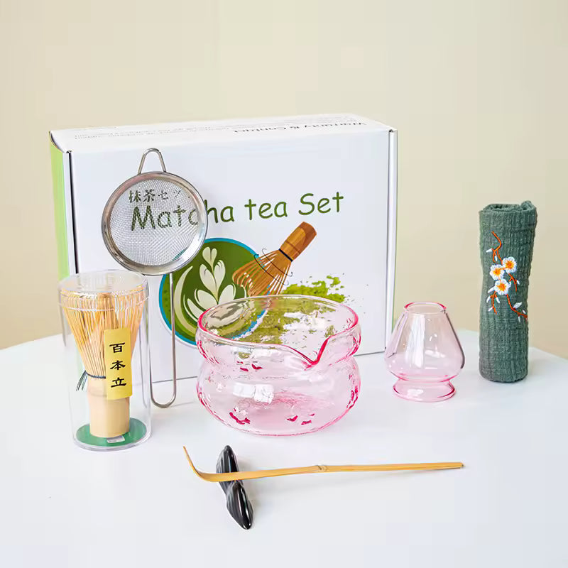 Pink & Purple Glass Matcha Set