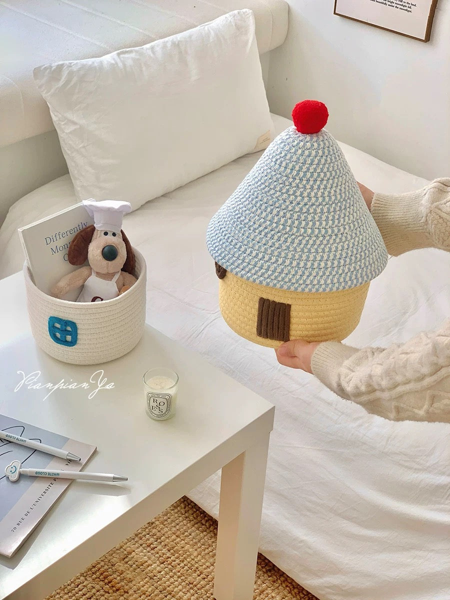 Kawaii House-Shaped Storage Basket