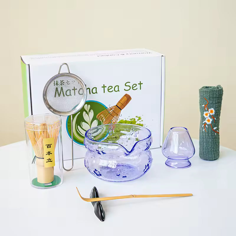 Pink & Purple Glass Matcha Set