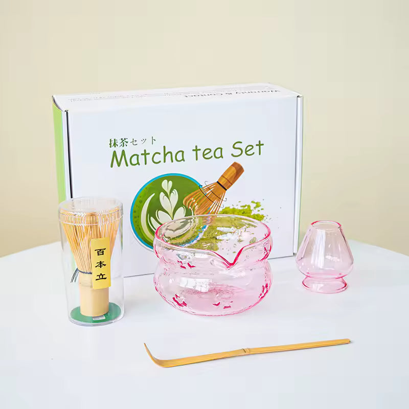 Pink & Purple Glass Matcha Set