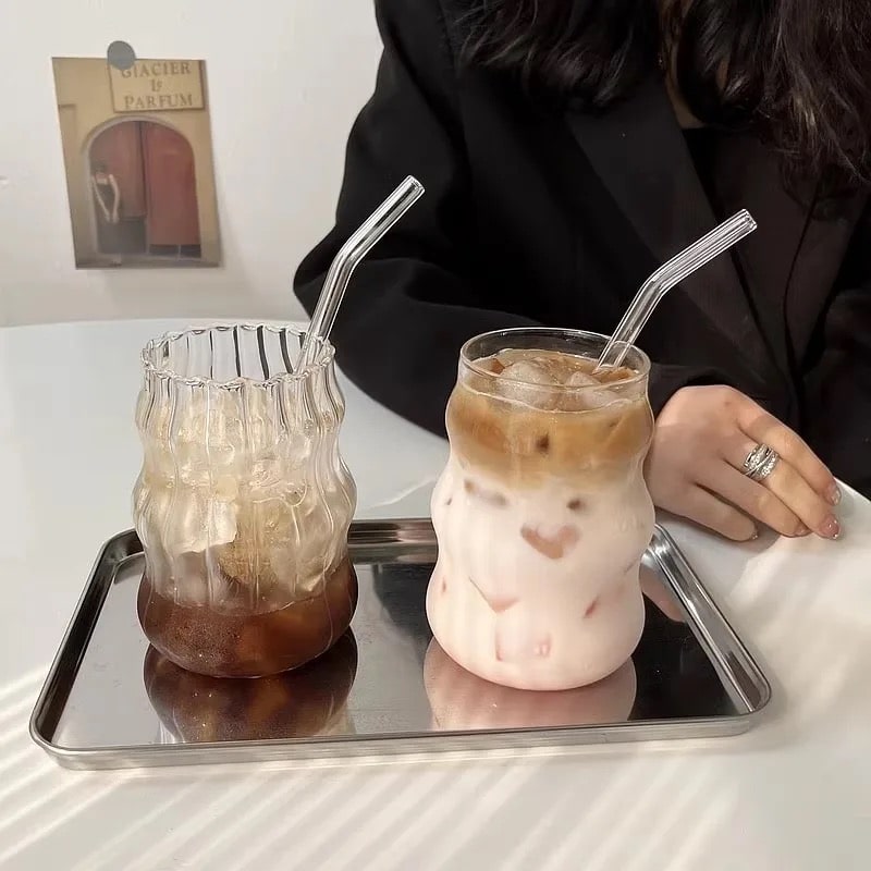 Wavy Glass Coffee Cup